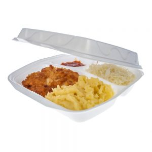 caserole din polistiren cu trei compartimente