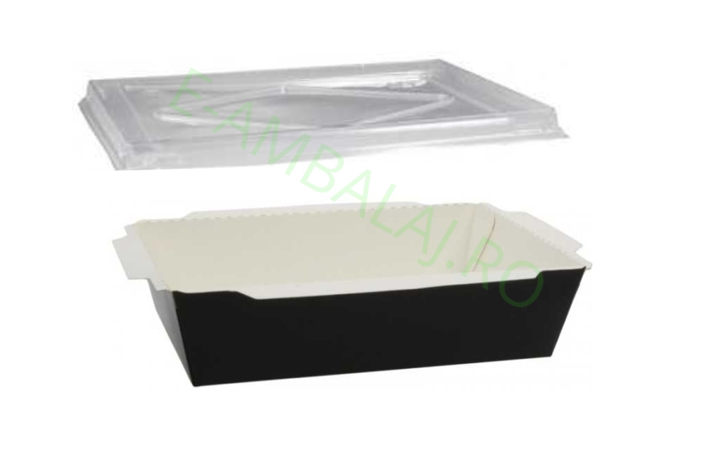 CASEROLE MENIURI CU CAPAC TRANSPARENT, NEGRE (100 buc/set)