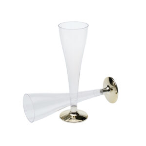 PAHARE DIN PLASTIC PENTRU SAMPANIE CU PICIOR  GOLD (80buc/set)