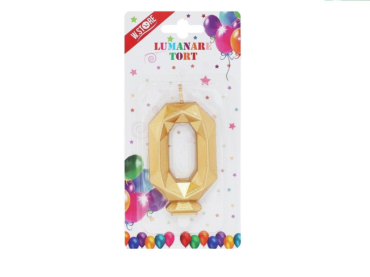 LUMANARE TORT DIAMOND AURIU CIFRA 0 (12 buc/set)