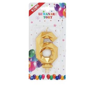 LUMANARE TORT DIAMOND AURIU CIFRA 6 (12 buc/set)