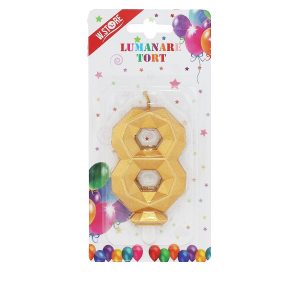 LUMANARE TORT DIAMOND AURIU CIFRA 8 (12 buc/set)