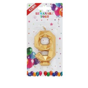 LUMANARE TORT DIAMOND AURIU CIFRA 9 (12 buc/set)