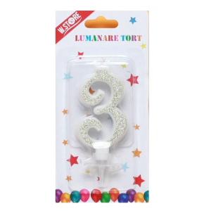 LUMANARE TORT SCLIPICI, CIFRA 3 (12 buc/set)