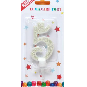LUMANARE TORT SCLIPICI, CIFRA 5 (12 buc/set)