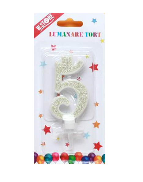 LUMANARE TORT SCLIPICI, CIFRA 5 (12 buc/set)