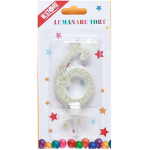 LUMANARE TORT SCLIPICI, CIFRA 6 (12 buc/set)