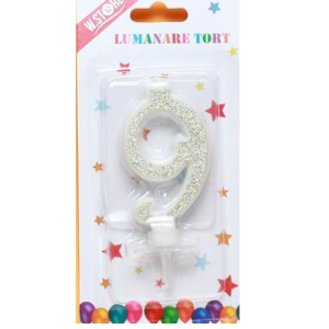 LUMANARE TORT SCLIPICI, CIFRA 9 (12 buc/set)