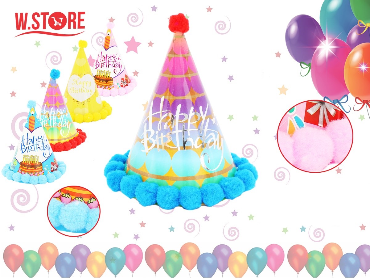 SET COIFURI PETRECERE HAPPY BIRTHDAY COLOR (12 buc/set)