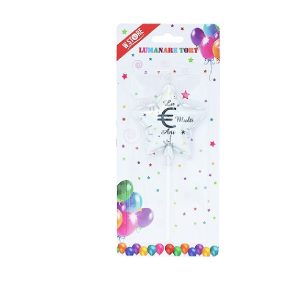 LUMANARE TORT LA MULTI ANI STEA EURO ARGINTIU (12 buc/set)