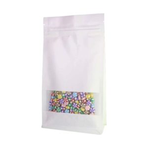 PUNGI DIN HARTIE ZIP LOCK ALBE CU FEREASTRA 16X27 CM (100 BUC/SET)