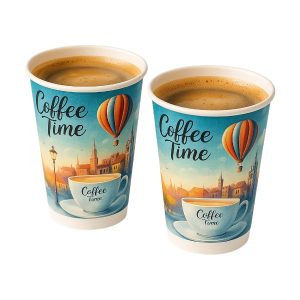 PAHARE DIN CARTON CU PERETE DUBLU "COFFEE TIME" (25 BUC/SET)